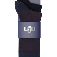 Orta Lacivert 2'li Desenli Çorap Seti