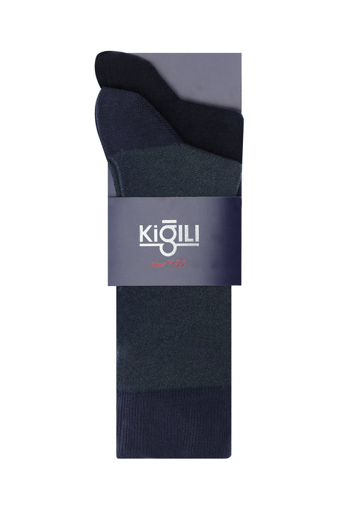 Medium Navy Blue 2-Pack Patterned Socks