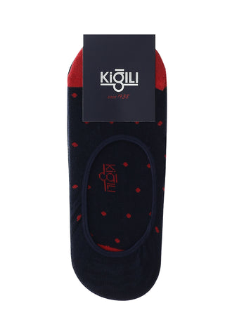  Koyu Lacivert 2'li Desenli Pamuklu Loafer Çorap Seti