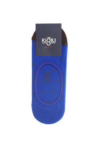  Saks Mavi 2'li Desenli Pamuklu Loafer Çorap Seti