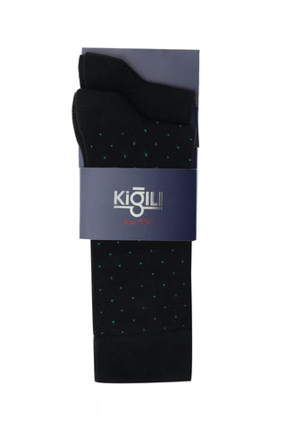  Koyu Siyah 2'li Desenli Çorap Seti
