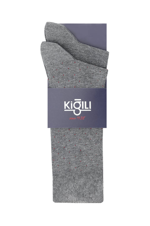 Orta Füme 2'li Desenli Çorap