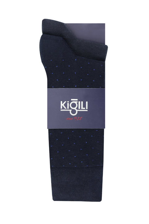 Orta Lacivert 2'li Desenli Çorap Seti