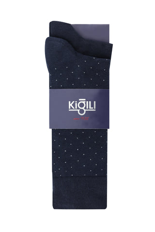  Koyu Lacivert 2'li Desenli Çorap Seti