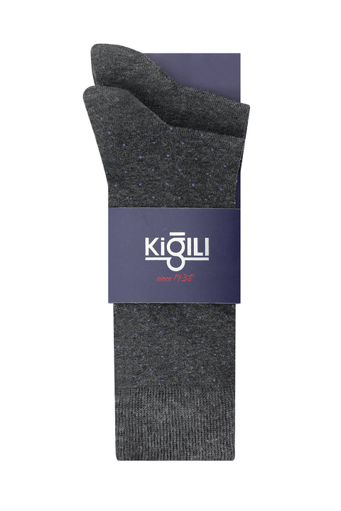 Orta Antrasit 2'li Desenli Çorap Seti