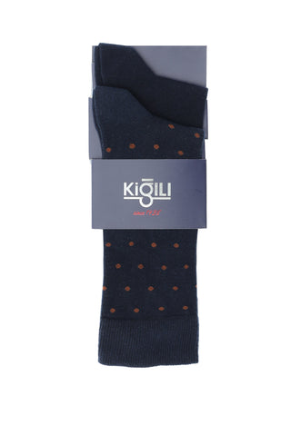  Koyu Lacivert 2'li Desenli Çorap Seti