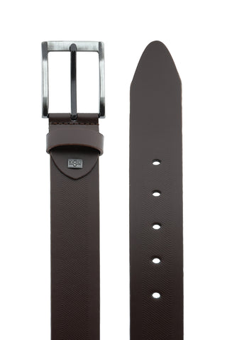  Koyu Kahve Spor Desenli Deri Kemer