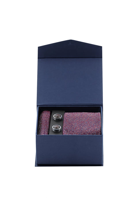 Açık Bordo 3'lü Kravat & Mendil & Kol Düğmesi Seti