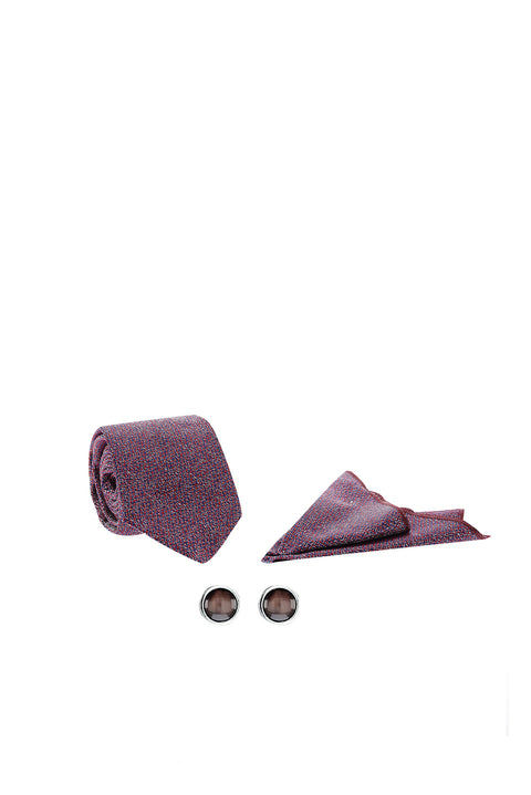 Açık Bordo 3'lü Kravat & Mendil & Kol Düğmesi Seti