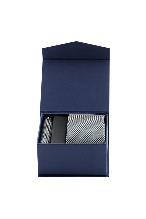 Siyah 2'li Kravat & Mendil Seti