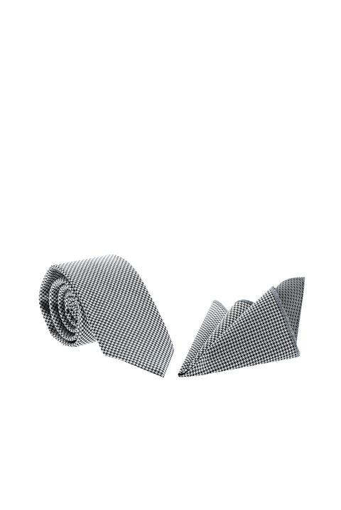 Siyah 2'li Kravat & Mendil Seti