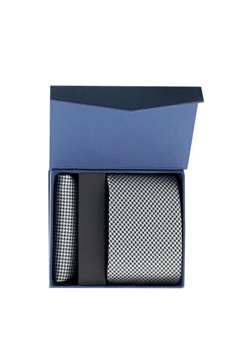 Siyah 2'li Kravat & Mendil Seti