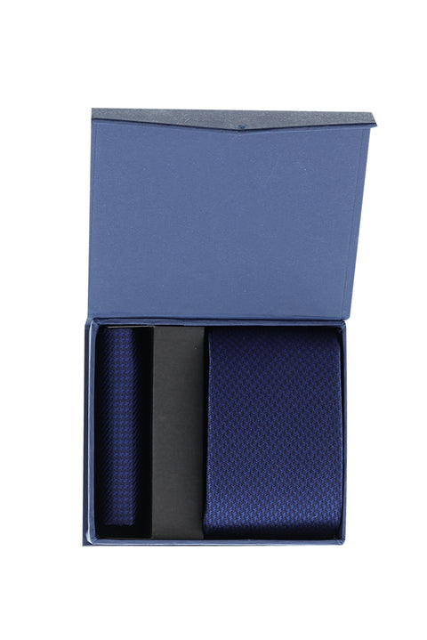 Orta Lacivert 2'li Kravat Mendil Seti