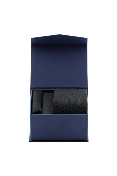 Black Set of 2 Tie and Pocket Square