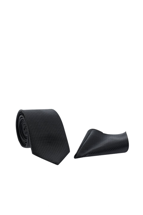 Black Set of 2 Tie and Pocket Square