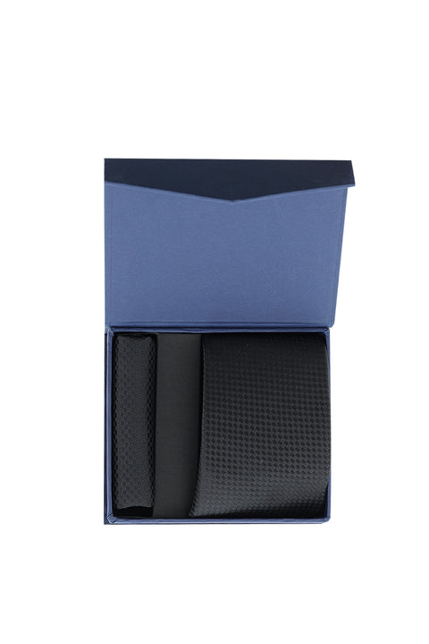 Black Set of 2 Tie and Pocket Square