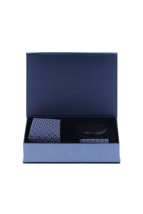 Açık Lacivert 3'lü Kravat & Mendil & Bileklik Seti