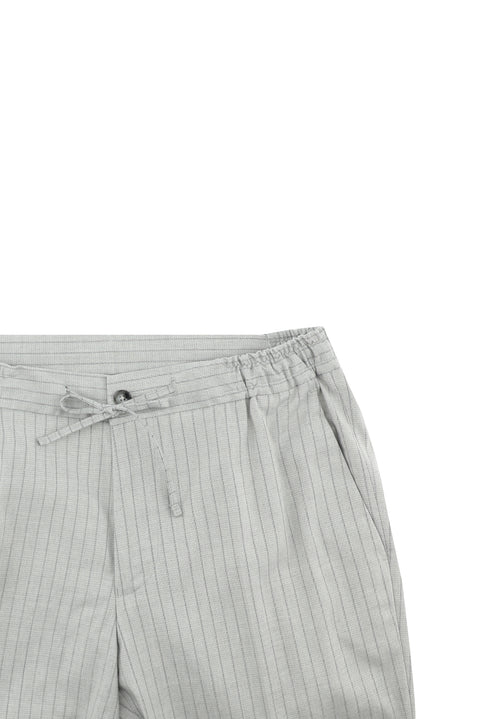 Medium Grey 7 Drop Slim Fit Double-Breasted Striped Linen Blend Suit