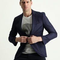 Dark Navy 4 Drop Relaxed Fit Patterned Jacket