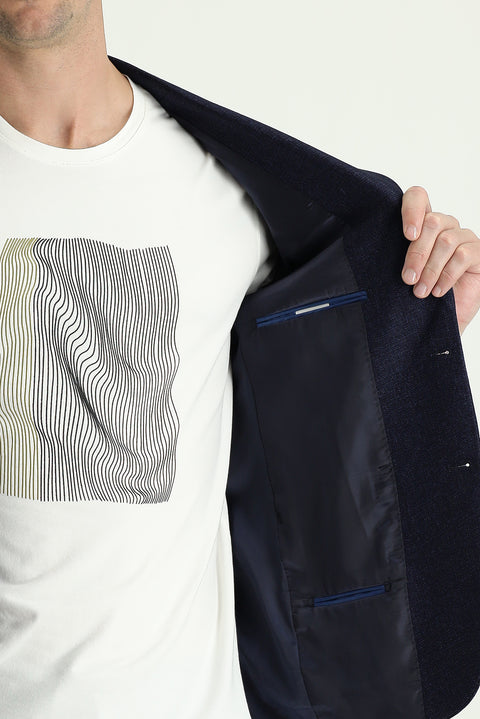 Dark Navy 4 Drop Relaxed Fit Patterned Jacket