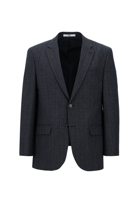 Koyu Lacivert 4 Drop Relaxed Fit Rahat Kesim Desenli Ceket
