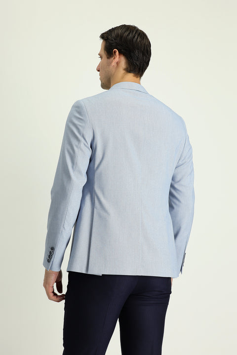 Açık Mavi 7 Drop Slim Fit Dar Kesim Desenli Spor Ceket