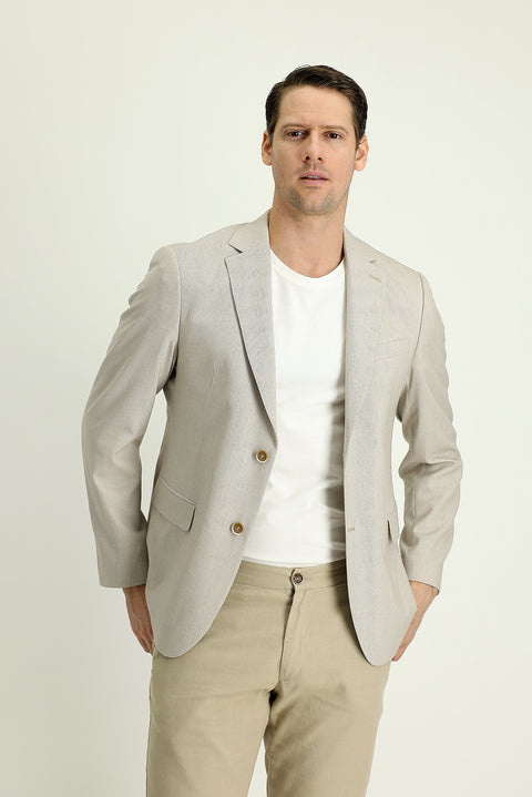 Medium Beige 7 Drop Slim Fit Patterned Sport Jacket