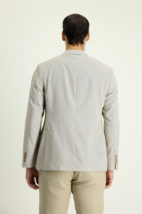 Medium Beige 6 Drop Regular Fit Patterned Sport Jacket