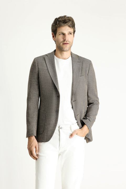 Açık Kahve  4 Drop Relaxed Fit Rahat Kesim Desenli Spor Ceket