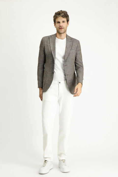 Açık Kahve  4 Drop Relaxed Fit Rahat Kesim Desenli Spor Ceket