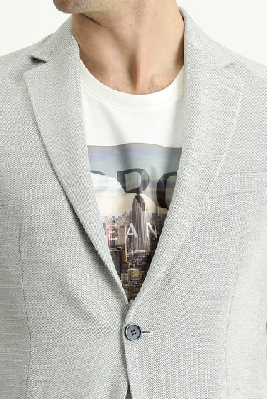  İndigo Slim Fit Dar Kesim Desenli Pamuklu Keten Karışımlı Spor Ceket