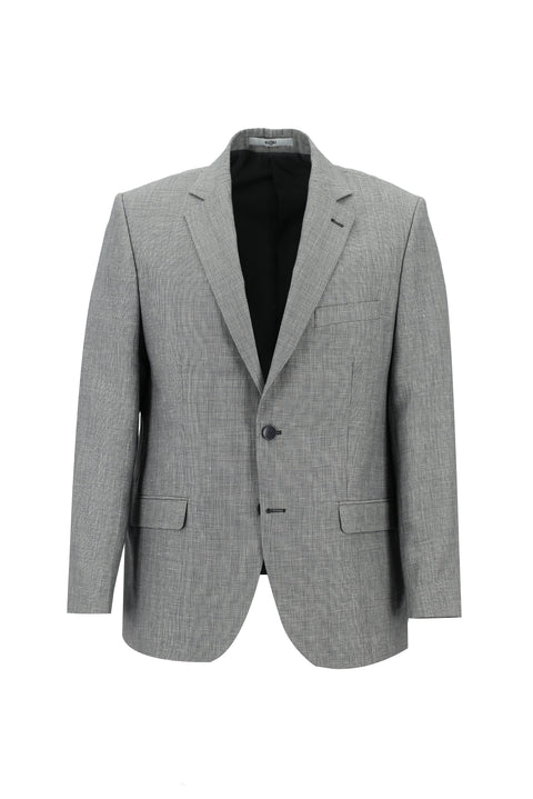 Orta Gri 6 Drop Regular Fit Standart Kesim Klasik Desenli Keten Karışımlı Ceket