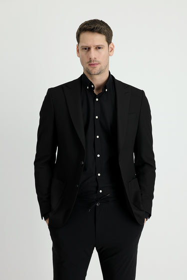 Siyah Relaxed Fit Rahat Kesim Klasik Ceket