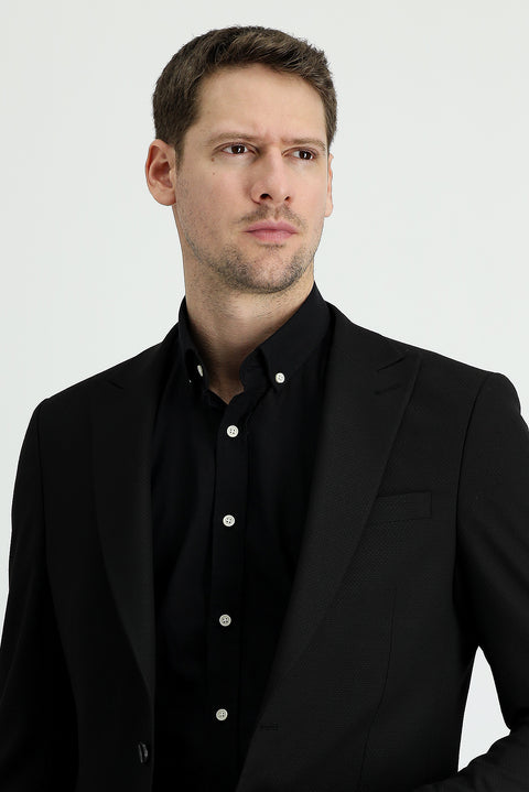 Black 4-Drop Relaxed Fit Classic Jacket
