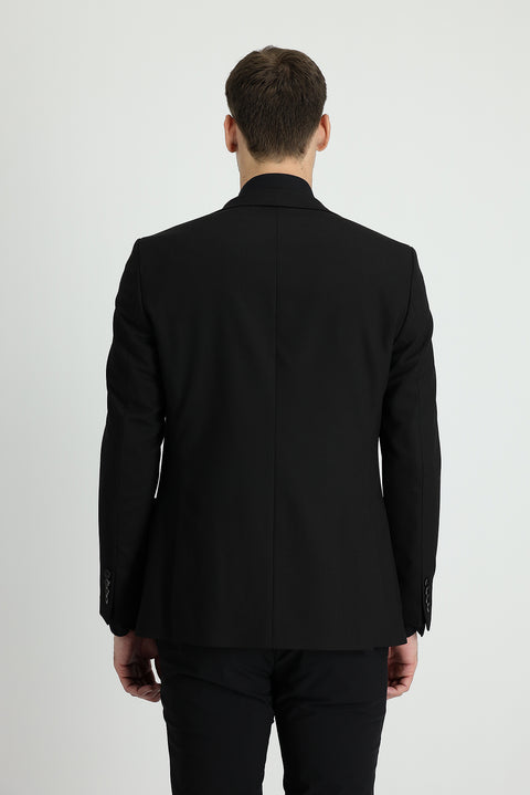 Black 4-Drop Relaxed Fit Classic Jacket