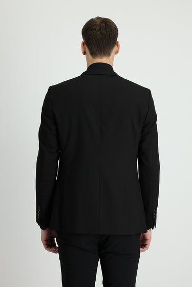 Siyah Relaxed Fit Rahat Kesim Klasik Ceket