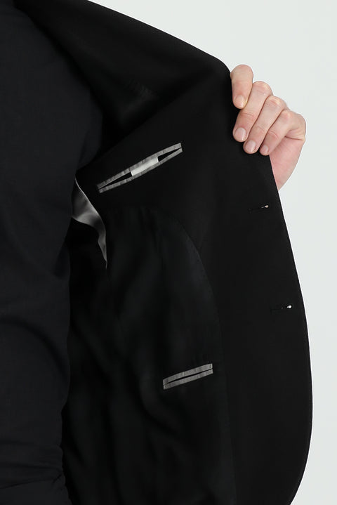 Black 4-Drop Relaxed Fit Classic Jacket