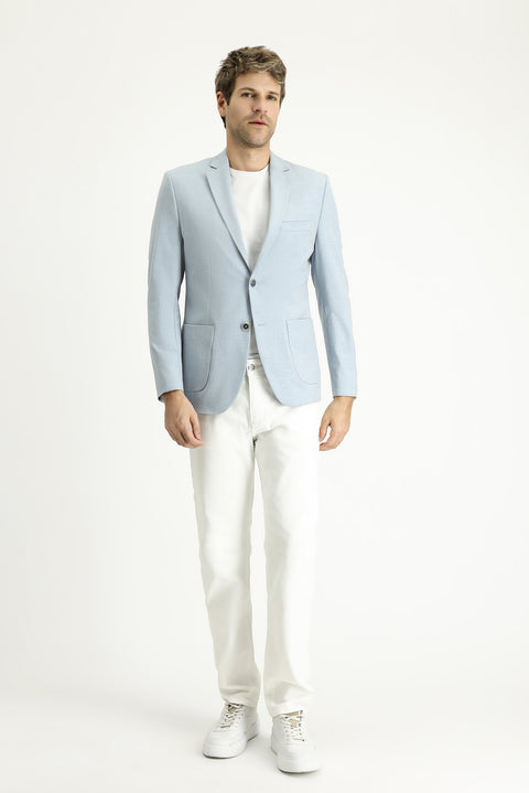 Light Blue 8 Drop Muscle Fit Long Athletic Cut Sport Jacket