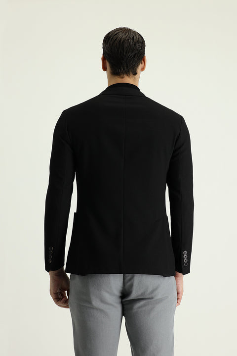 Siyah 7 Drop Slim Fit Dar Kesim Spor Ceket