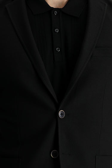 Siyah Super Slim Fit Ekstra Dar Kesim Spor Ceket