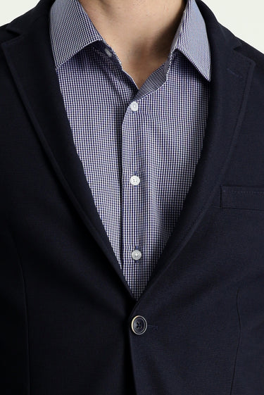 Koyu Lacivert Slim Fit Dar Kesim Spor Ceket