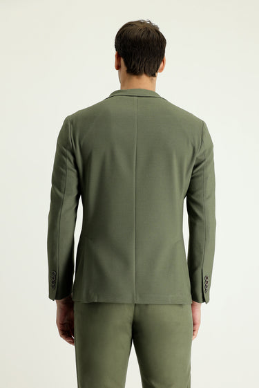 Yağ Yeşili-Olive Slim Fit Dar Kesim Spor Ceket