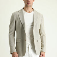 Light Beige 8 Drop Muscle Fit Long Athletic Cut Classic Jacket