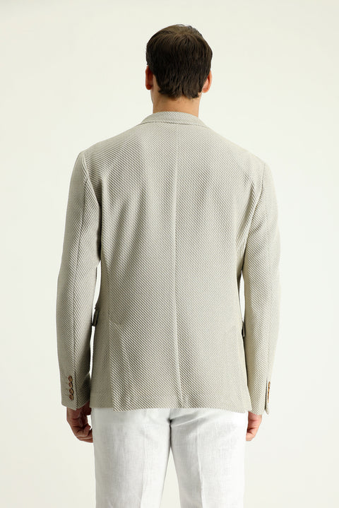 Light Beige 8 Drop Muscle Fit Long Athletic Cut Classic Jacket