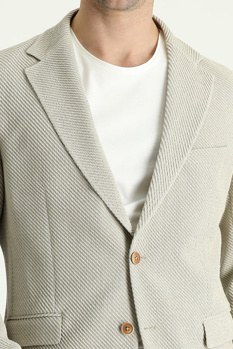 Light Beige 8 Drop Muscle Fit Long Athletic Cut Classic Jacket