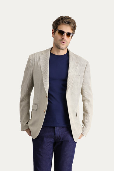 Açık Bej Slim Fit Dar Kesim Klasik Ceket