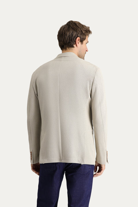 Light Beige 8 Drop Muscle Fit Long Athletic Cut Classic Jacket