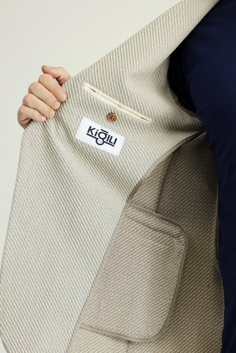 Light Beige 8 Drop Muscle Fit Long Athletic Cut Classic Jacket
