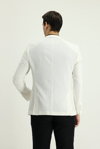  Krem Super Slim Fit Ekstra Dar Kesim Fit Desenli Spor Ceket