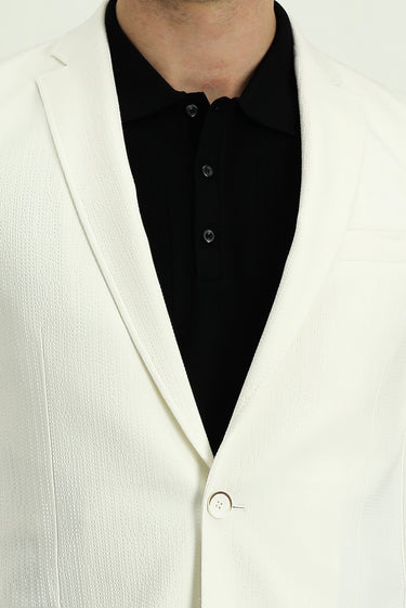 Krem Super Slim Fit Ekstra Dar Kesim Desenli Spor Ceket